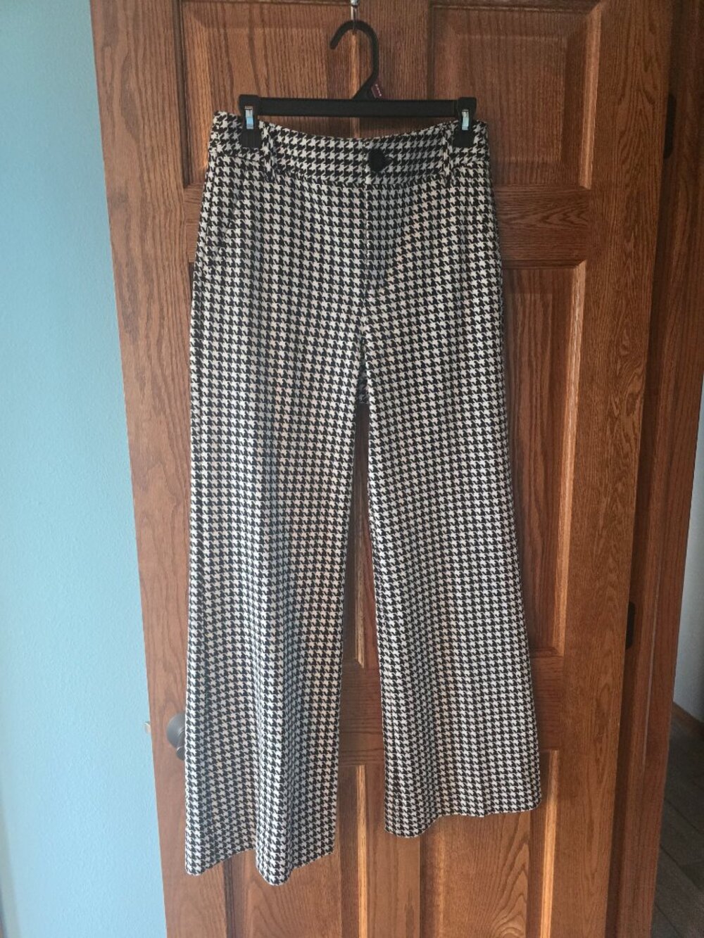 Cabi Houndstooth Wide Leg Trouser Pants Black White Size 6